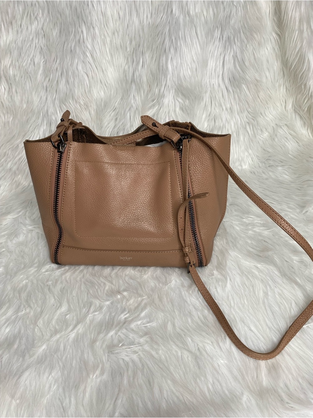 Botkier Pebbled Leather Shoulder Bag in Camel